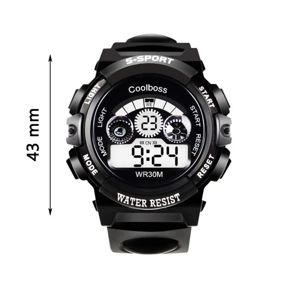 Orologio da polso sportivo in plastica di gomma Orologi da ragazzo regolabili a LED Orologio elettronico con quadrante multifunzione nero blu rosso giallo unisex