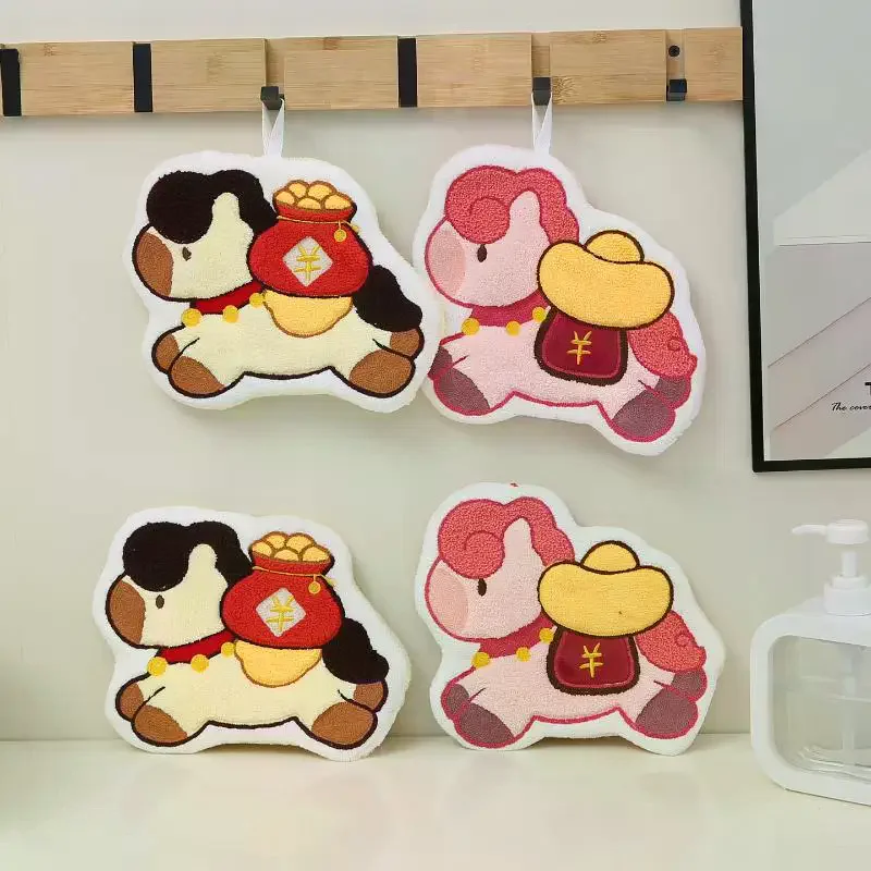 

Кухонное полотенце с рисунком пони, новогоднее зодиакальное лошадь, коралловое бархатное впитывающее быстросохнущее полотенце для рук, подвесное полотенце для ванной комнаты, домашний декор