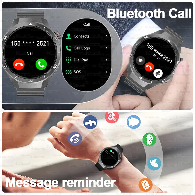For HUAWEI 4GB Memory Men Business Smartwatch Bluetooth Call Health Monitoring GPS Navigation Smart Watch Connect TWS Earphones