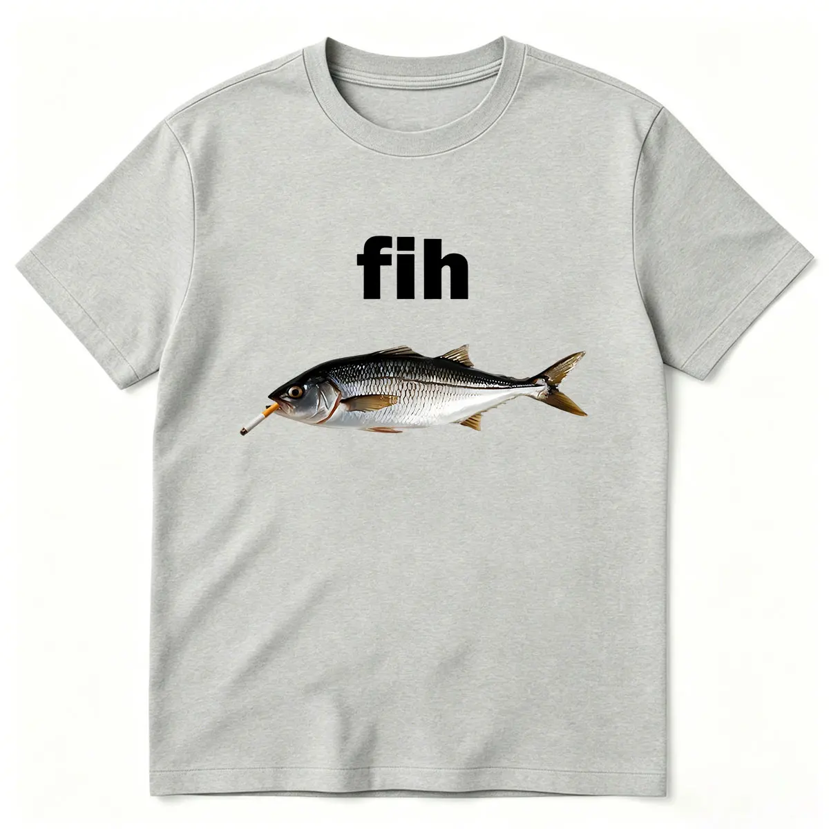 FIH Smoking Funny Fish Meme T-ShirtWomen Clothing Fashion Harajuku Short Sleeves Oversized T Shirts Streetwear