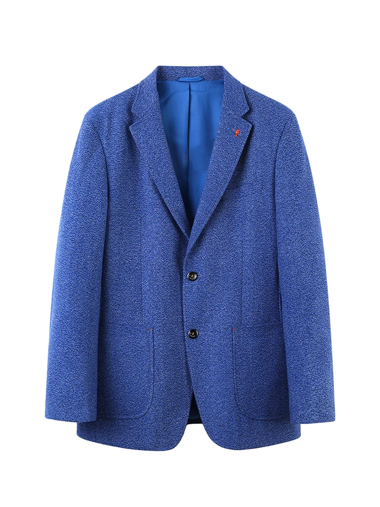 

Casual Wool Blend Men's Suit Jaet Autumn Sle Two Button Notch Lapel Busin Casual Stand Fit Single Breasted Coat