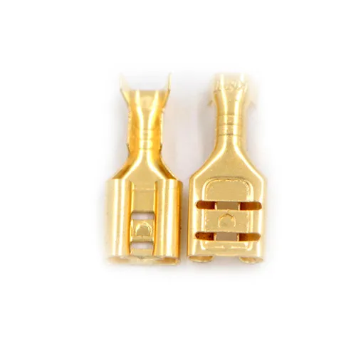 Wholesale 100 Pcs 6.3mm Gold Brass Car Speaker Female Spade Terminal Wire Connector