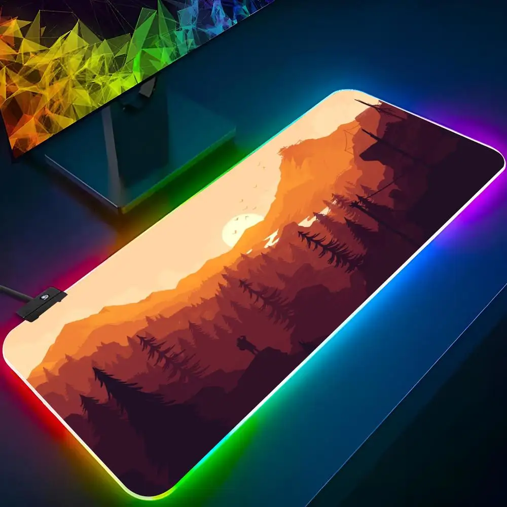 Firewatch Mouse Diy Printing Pad Xxl Laptop Mat Gaming Rgb Mousepad Backlit Keyboard Gamer Girl Table Pads Deskpad