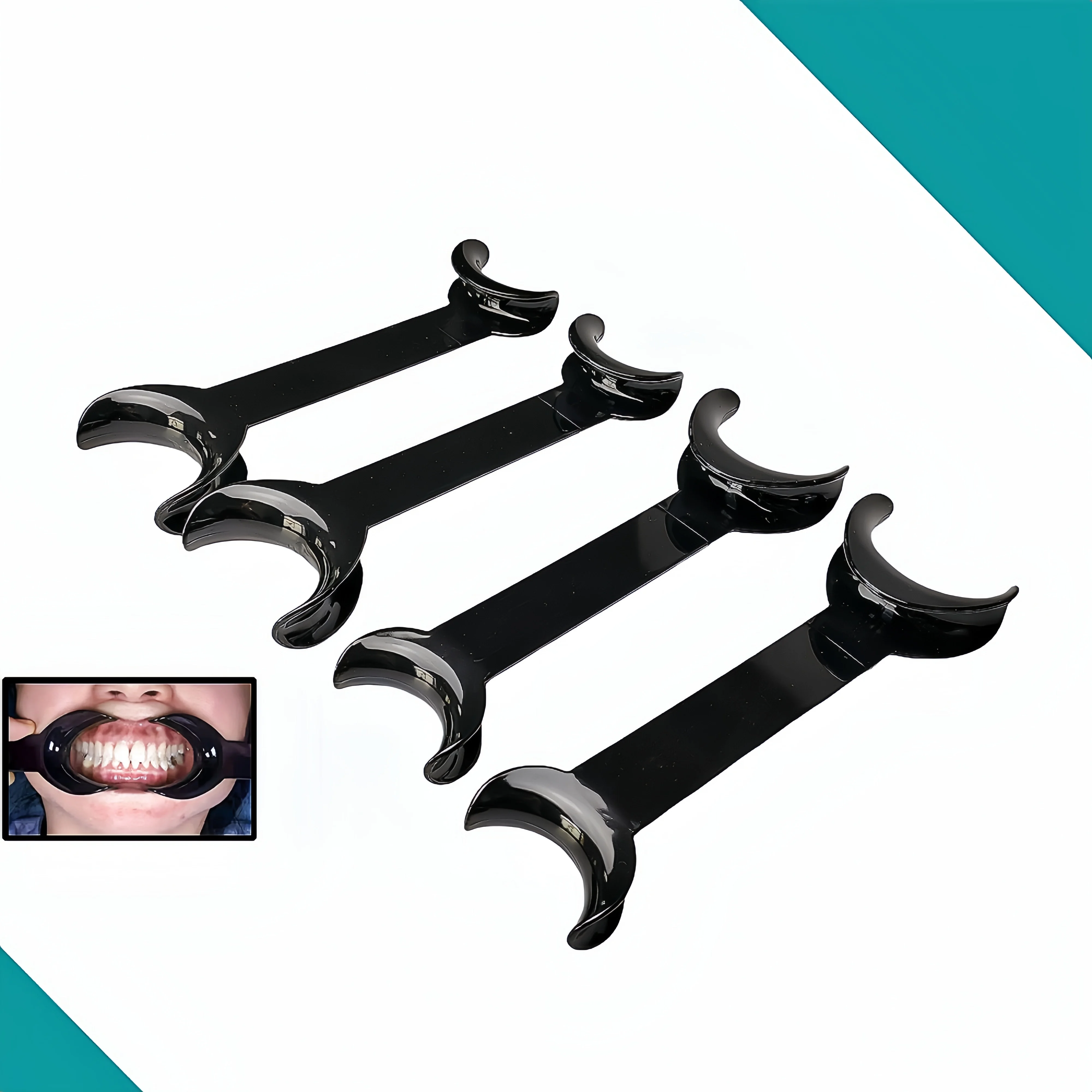 4PCS Dental T-Shape Retractor - Double Head Mouth Opener for Orthodontic & Oral Surgery, Small/Large Black Dentistry Tools
