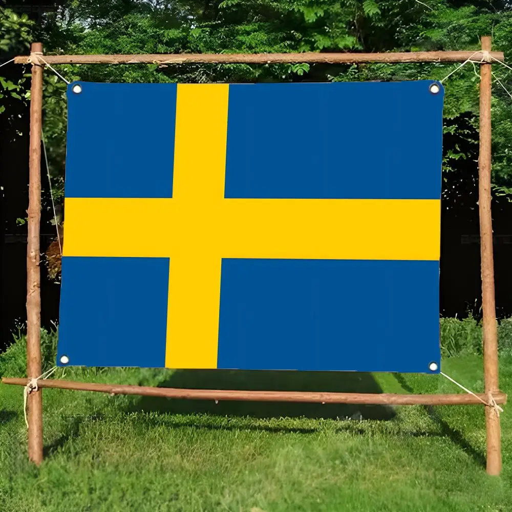 Nordic Calm Sweden Flags Borderless four-ring ornament indoor outdoor decoration effortless to hang