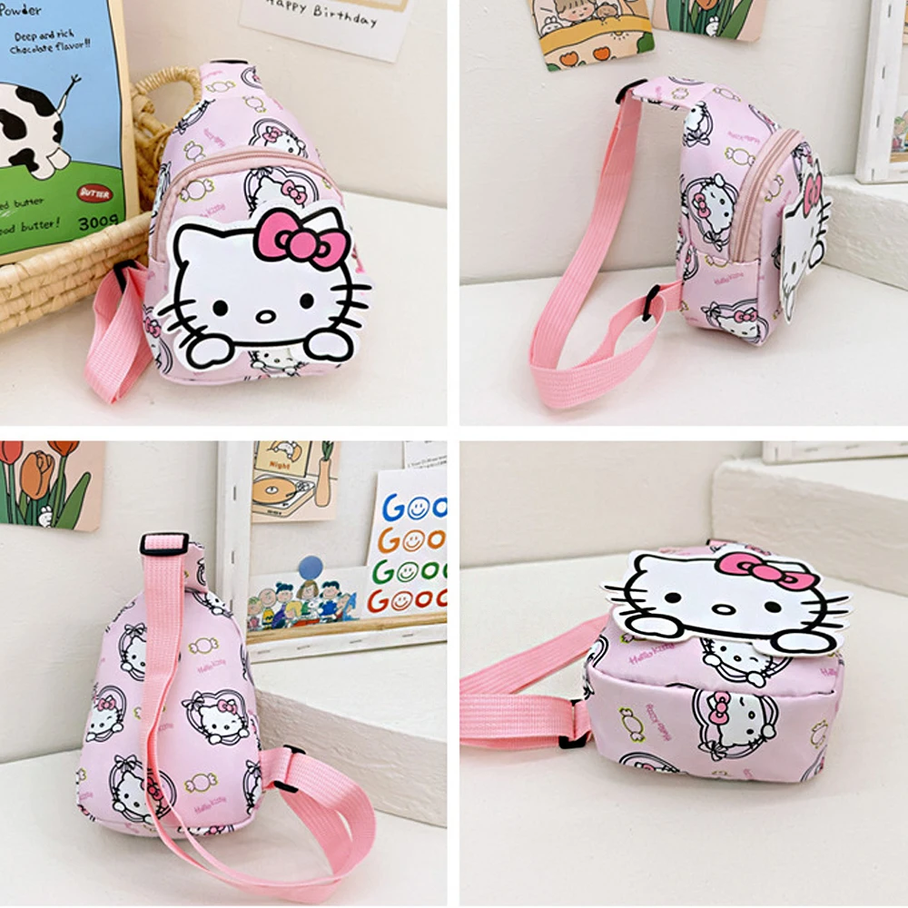 MINISO Anime Chest Bag Hello Kitty Sanrio Shoulder Bag Kuromi Pochacco Cinnamoroll Crossbody Bags Christmas Gifts for Kids