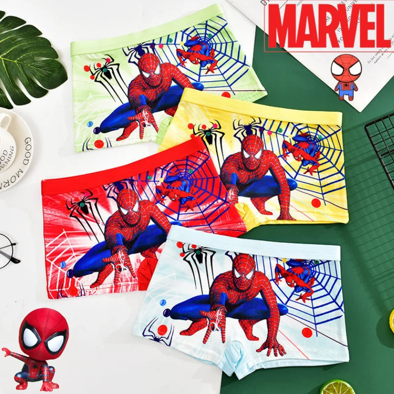 

New Marvel Spiderman Kids & Boys Cool Anime Personality Cartoon Pattern Soft Skin-friendly Antibacterial Breathable Boxer Briefs