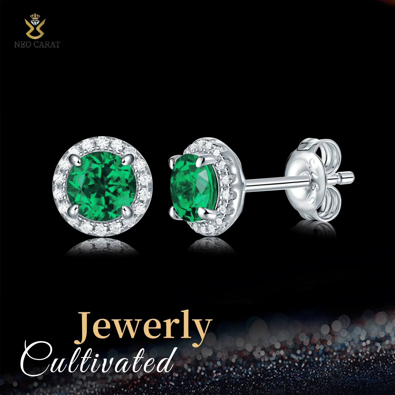 1CT التعميم مختبر نمت الزمرد وأقراط S925 الفضة النقية 18K مطلية بالذهب صديقة للبيئة الأحجار الكريمة والمجوهرات هدية لها #1