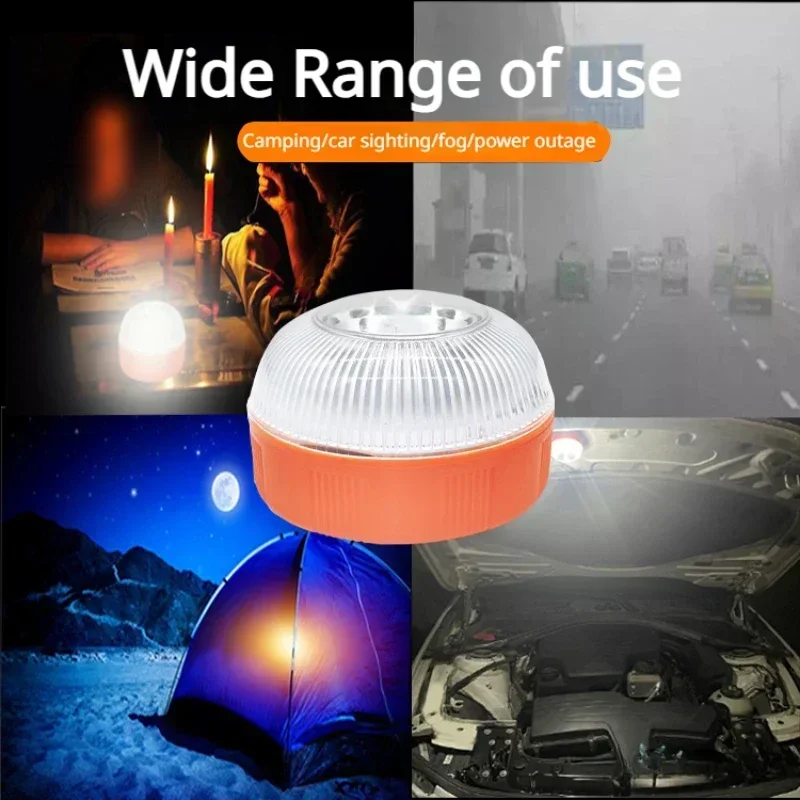 New V16LED White Light Emergency Yellow Light Explosion Car Warning Light Traffic Tent Flash Magnetic Induction Charging