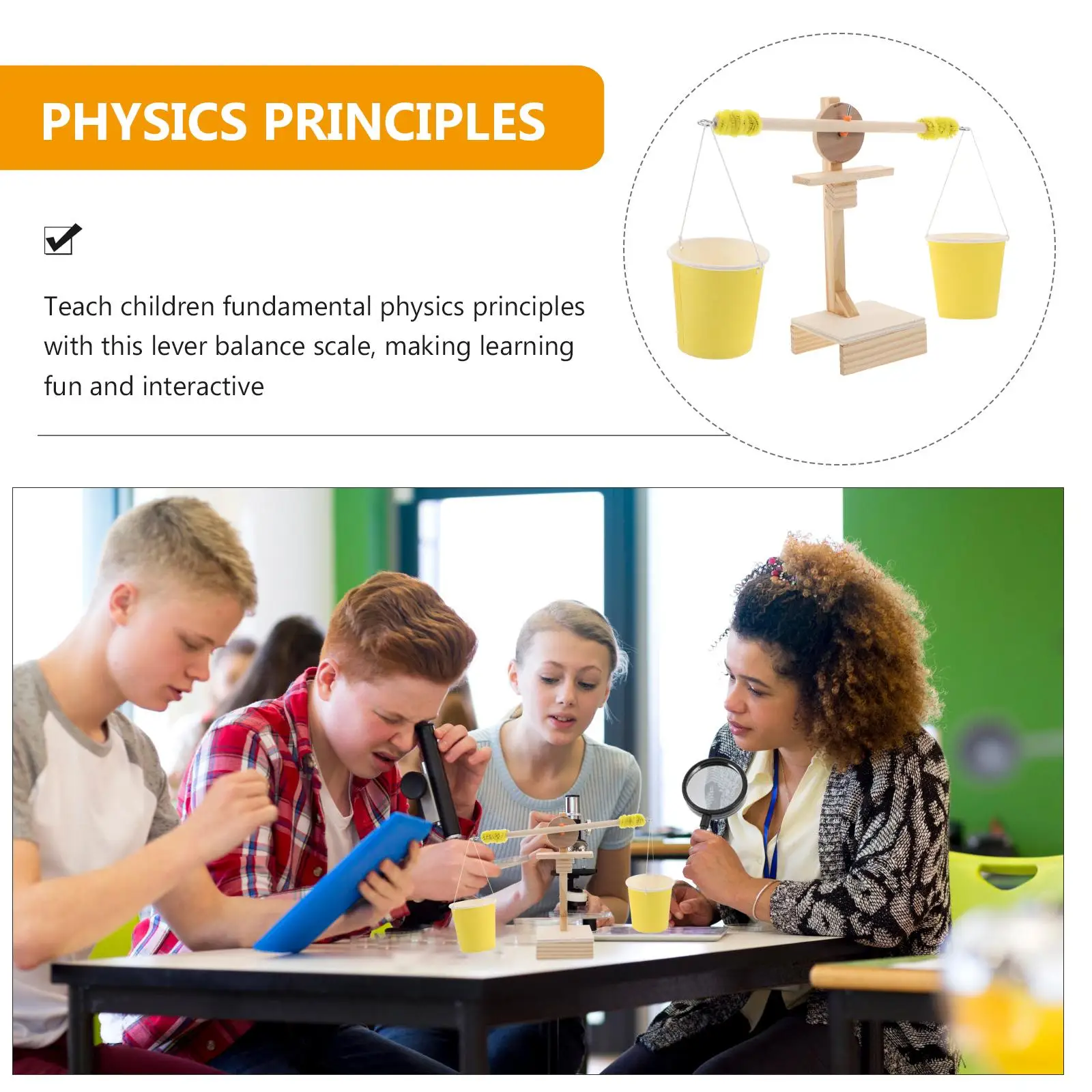 Bilancia per bambini fai-da-te Strumento STEM Bilancia per legno per aula Doppia padella Blocchi di costruzione insonnabili solidi liquidi