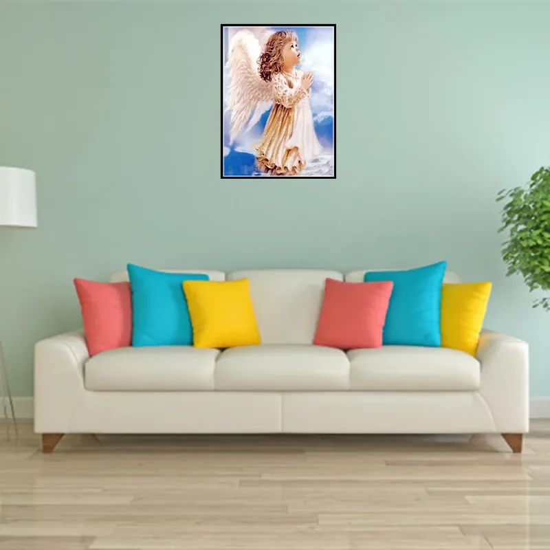 5d diy pintura diamante redondo completo pequeno anjo strass bordado ponto cruz casa sala de estar quarto decoração cartazes