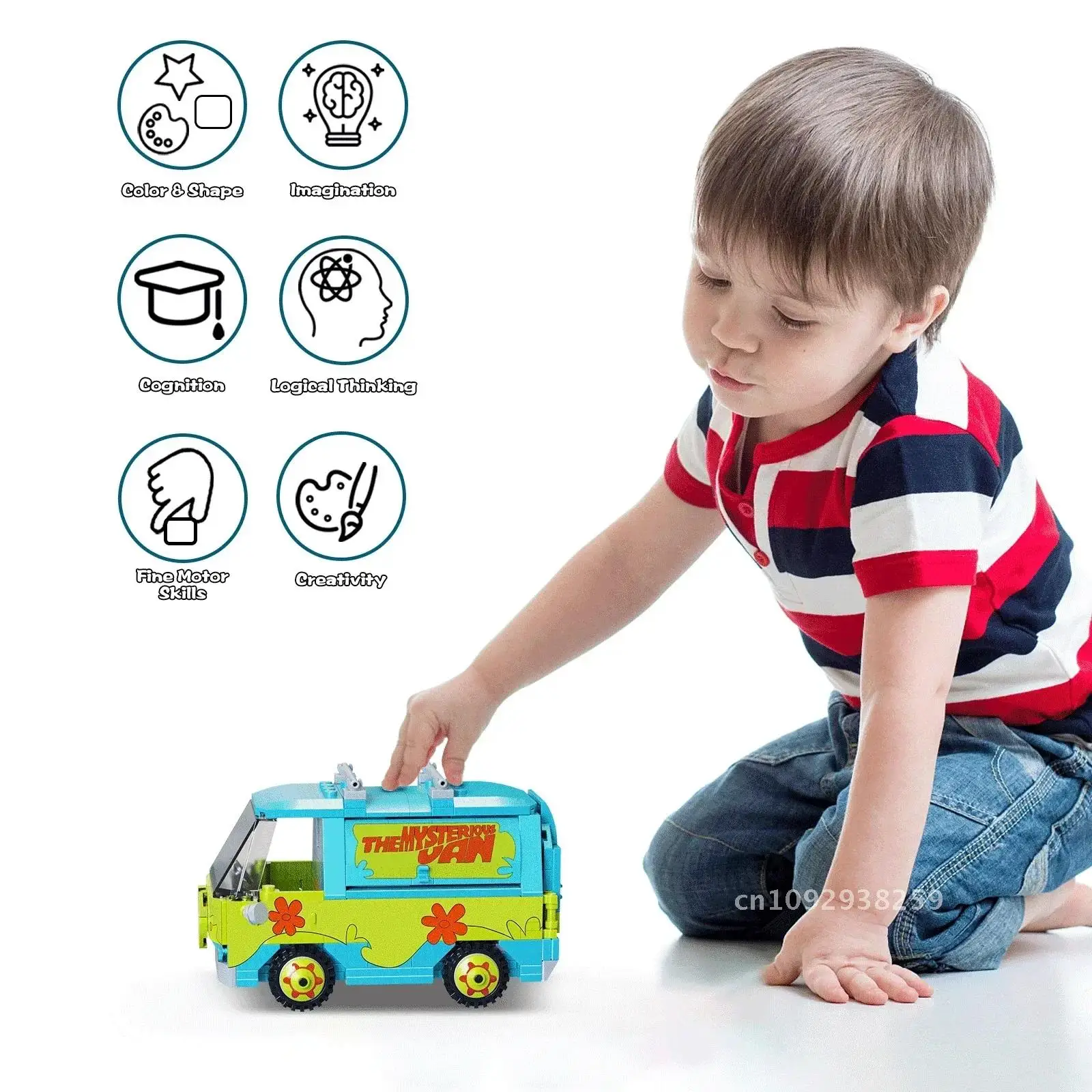 Educational Children's Toy Car Building Blocks MOC Scoobyed artoon Panel Assembly Model Van Gift Particle Vehicle Small Toy Kids