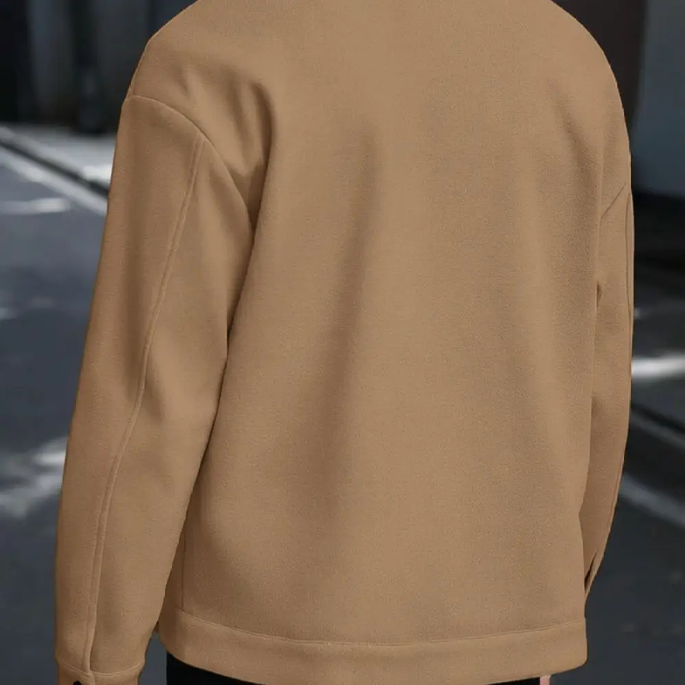 Mens Autumn Winter Wool Jacket Turn Down Collar Casual Business Blazer Stylish Male Outerwear Coat Daily Commuter Apparel