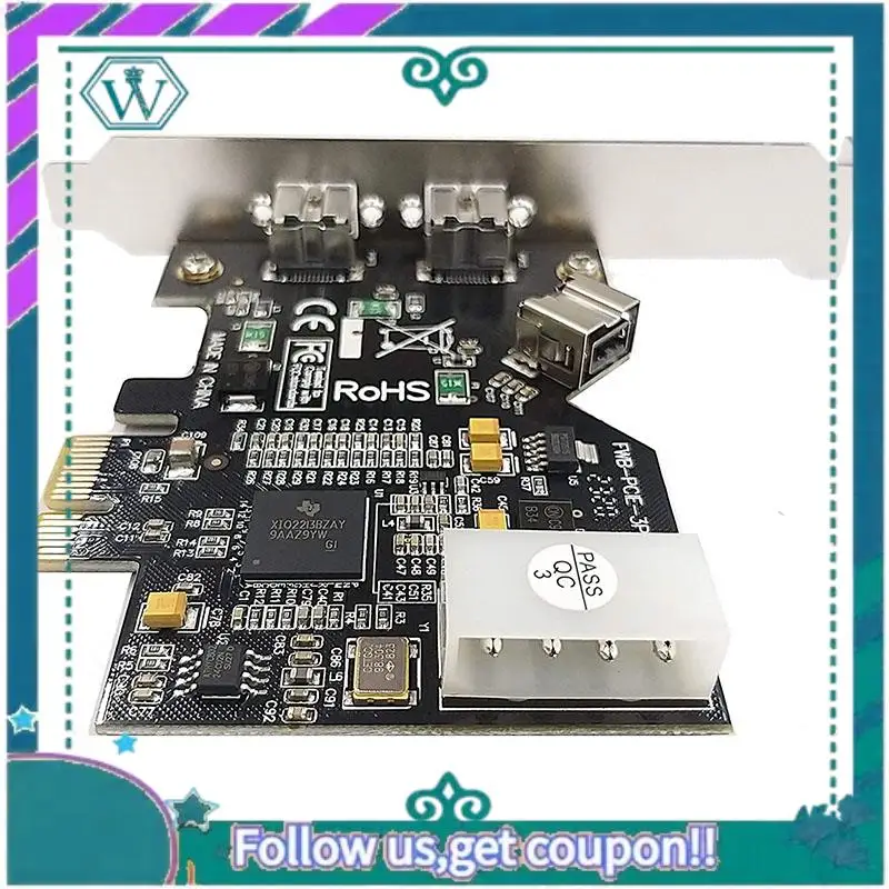 

Модернизированная 3-портовая карта PCI-E Firewire 800 IEEE External1394b X 2 + внутренний адаптер карты контроллера 1394B X 1 для Win 7/8/10