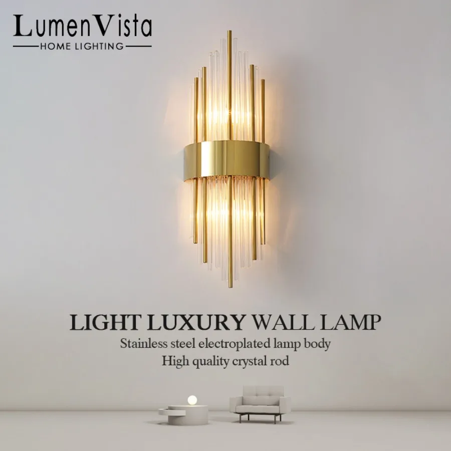 

Nordic LED Crystal Wall Light Living Room Hotel Lobby Background Decorative Light Bedroom Balcony Staircase Indoor Lighting