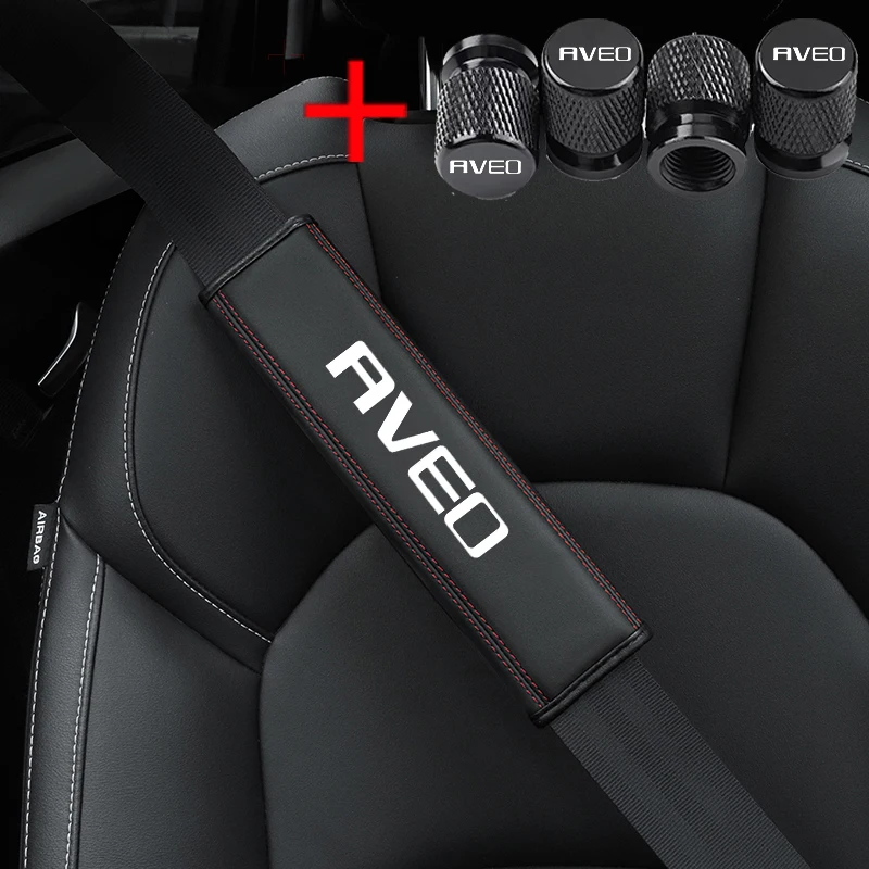 1 piece of seat belt shoulder protector suitable for AVEO cars, classic and stylish, durable material, plus 4pc AVEO valve
