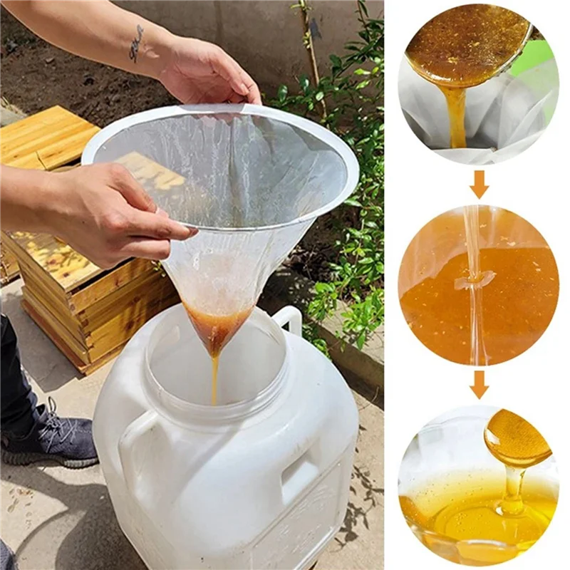 Hot Sale-2X Fiber Beekeeping Honey Strainer Filter Screen Purifier Apiary Equipment Tool Colanders Kitchen Gadget