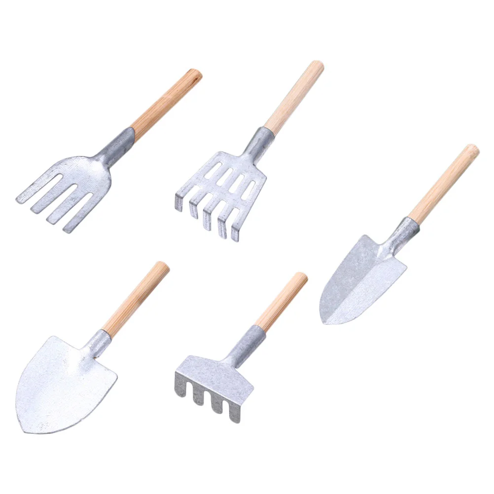 

5 Pcs Mini Garden Tools Succulent Bonsai Tree Wood Household Planting Shovels Small Gardening Child Rake