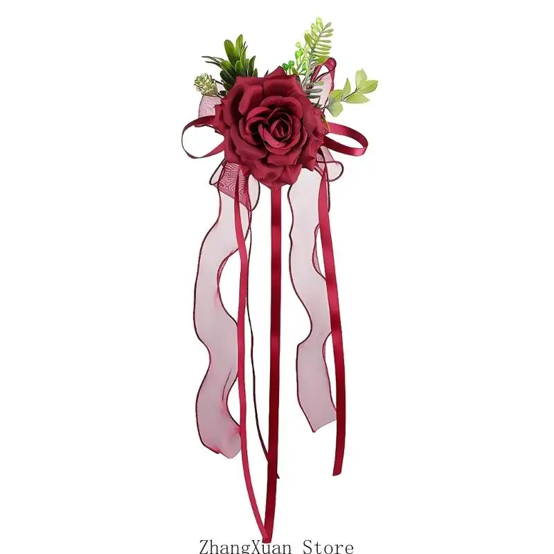 Hochzeitsauto-Rosenornament für Spiegelplatzierung und Zeremonien-Styling 3XUF – Detail 4