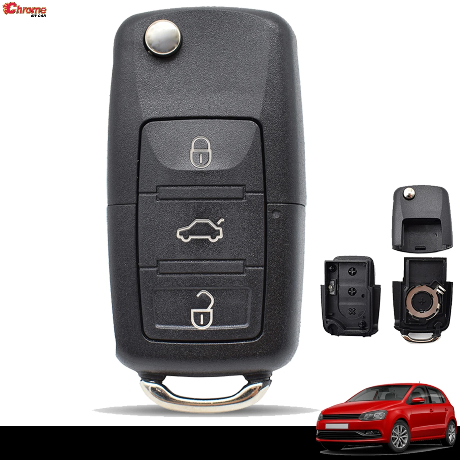 

Car Remote Key Fob Case Shell For VW Golf MK6 Polo Bora Beetle Tiguan Passat Caddy Jetta Eos Scirocco 3 Buttons No Blade