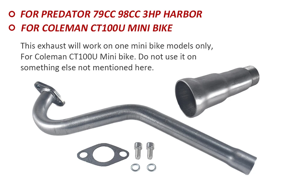 Exhaust Header Pipe 3 Stage Kit For Predator 79cc 98cc 3HP For Coleman CT100U Mini Bike