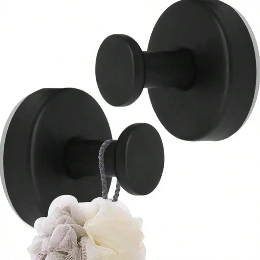 Heavy Duty Suction Cup Wall Hooks, No Drill Waterproof Rustproof Towel Hooks, 15Lbs Load Matte Black Hooks for Bathroom, Shower & Kitchen, Fits Smooth Surfaces