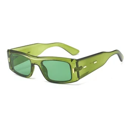 Trending Punk Wide Legs Green Sun Glasses Vintage Square Contrast Color Sunglasses Women Shades UV400 Fashion Leopard Orange Men