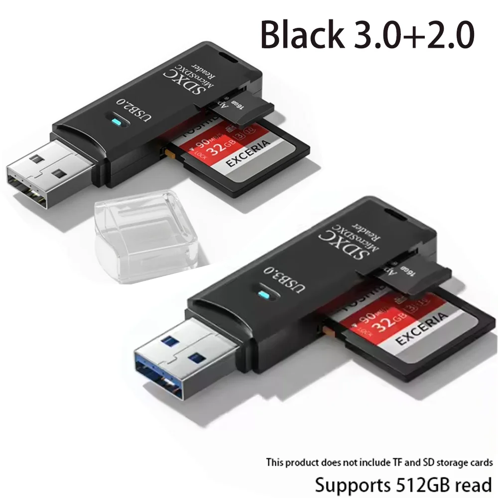 2-in-1 multifunctionele USB 3.0-kaartlezerMicro SD TFMemoryCardReaderUSBFlashDrive-kaartlezerAdapter voor pc-laptops Accessoires