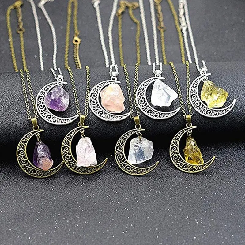 10 Pieces Alloy Hollow Moon Pendants Lunar Symbol Filigree Pendants for Making Bracelet & Necklace