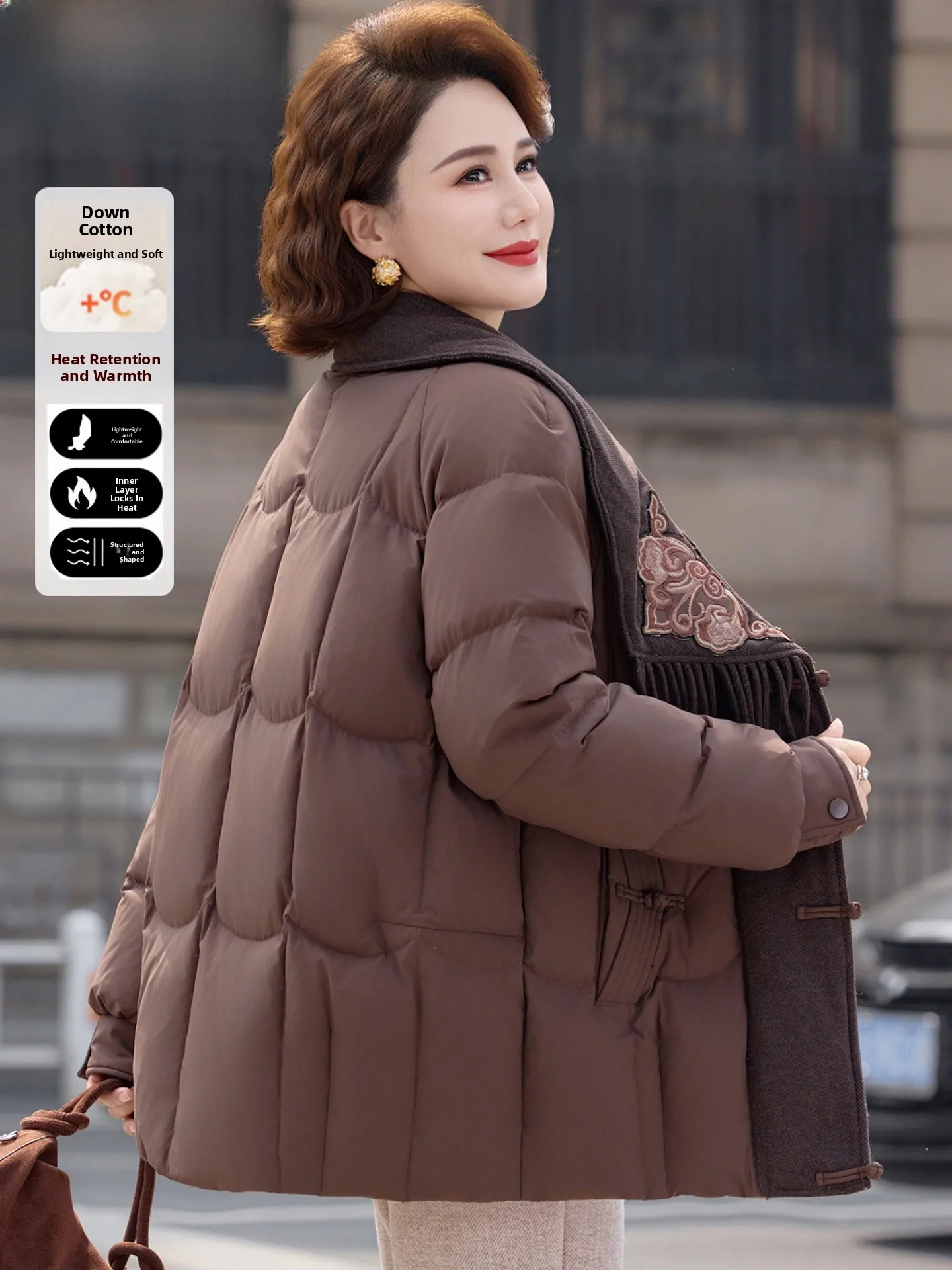 

Теплая пуховая хлопковая куртка для женщин среднего возраста, зимняя одежда, традиционный китайский стиль, утепленная, осень-зима