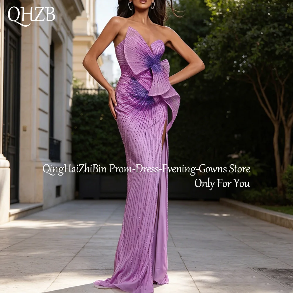 

Customize Luxury Beads Purple Evening Dresses for Special Occasions Floor-Length Mermaid Women Gala Prom Party Dress 2026