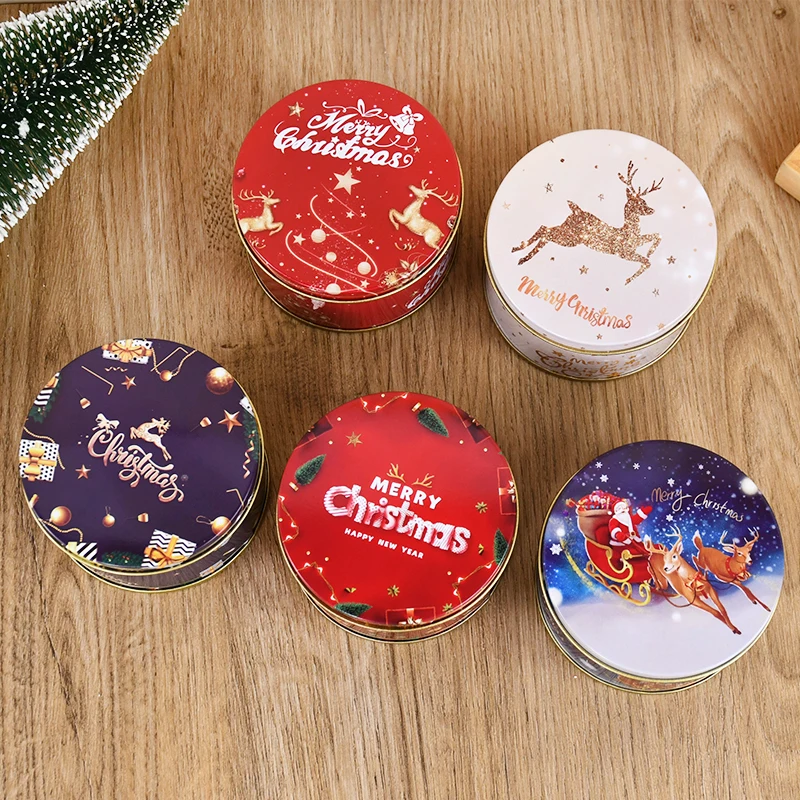 Christmas Candy Gift Box Xmas Cookie Snack Iron Packing Boxes ​Merry Christmas Decoration Navidad Noel Home Decor 2025 New Year