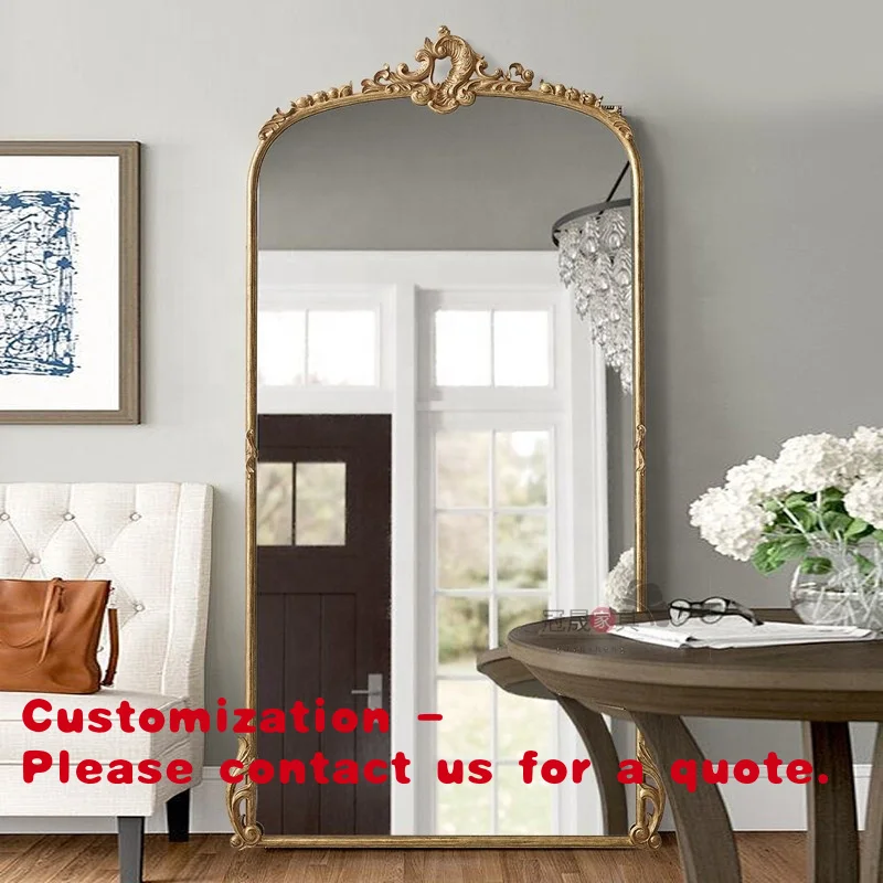 Customize.European French Style Retro Carved Full Body Mirror Hair Salon & Living Room
