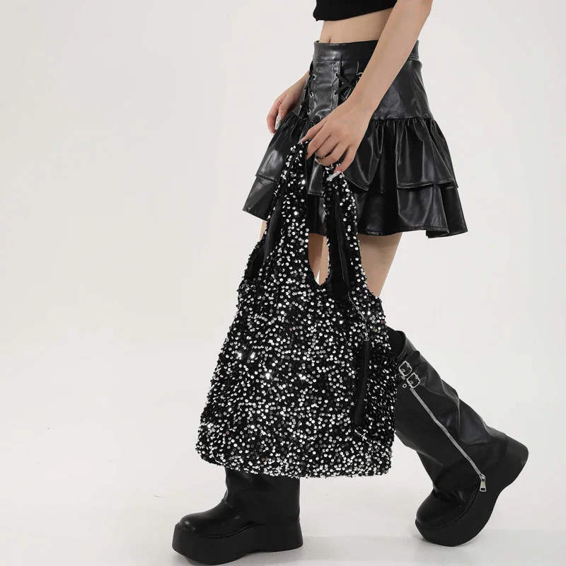 Tragetasche für Damen, Pailletten-Umhängetasche, trendige Hobo-Tasche, luxuriöse Designer-Handtasche, lässige Unterarmtasche für Arbeit, Reisen, Einkaufen – Detail 12