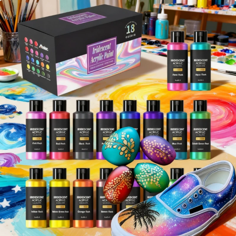 

18-color Pearlescent Gradient Acrylic Pigment Set 60ml Graffiti Art Painting Pigments