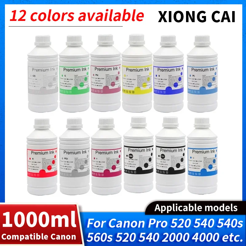 1000ml Pigment Ink PFI 1000 PFI 1700 PFI 57 Refill ink for Canon Pro520 Pro540 Pro540s Pro560s Pro520 pro 540 2000 4000 Printer