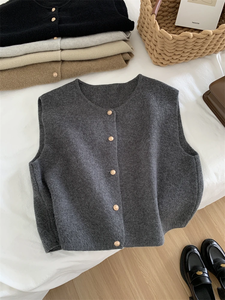 

Automne информацион femmes Кардиган coréen Xoégant tricoté sans manches femme pull décontracté pembervoirs mode nouveau mince dames