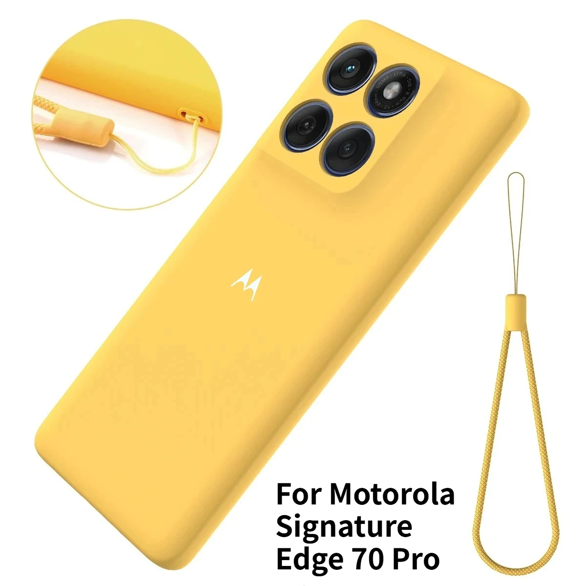 Original M LOGO Silikon-Handyhülle mit Hautgefühl für Moto Signature G77/67/57 Power Edge 70 Ultra 60 50 Pro mit Schlaufe zum Umhängen und Schutzfunktion