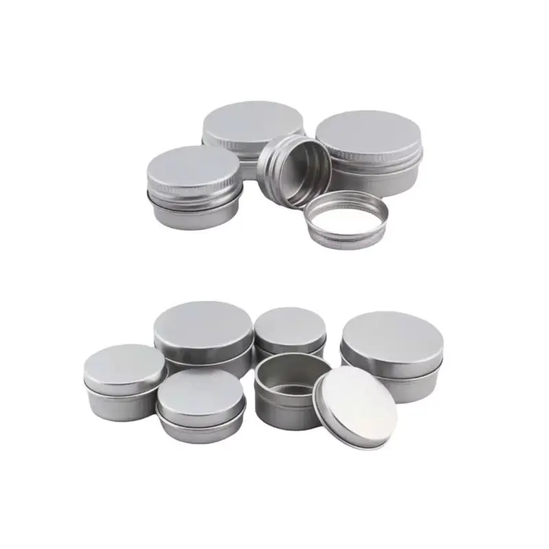 

48pcs 10g 20g 30g 40g 60g 100g Empty Aluminum Cream Jar With Slip On Lid Metal Container For Lip Balm Storage Empty Lipstick Tin