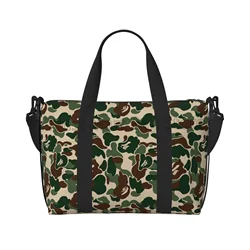 Green Camo Pattern Large Capacity Hand Luggage Travel Duffle Bag Weekend Bags Men Women Multifunctional Sports Fitness Bag