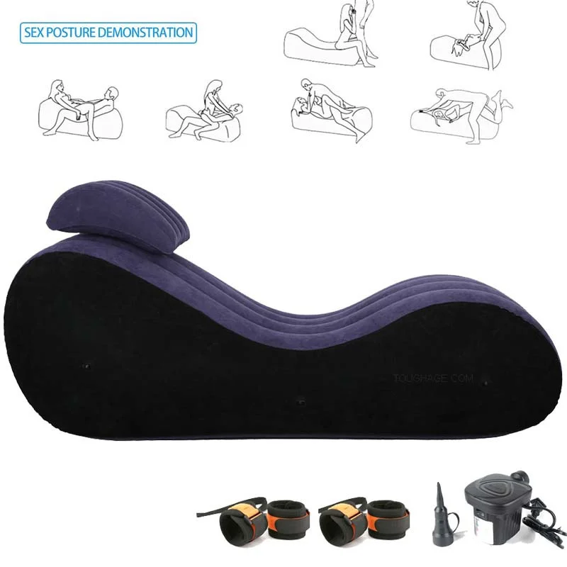 

Toughage Inflatable Sex Bed Sofa Chair Love Position Pillow Auxiliary Wedge Cushion with Handcuff Punmp Adult Erotic Furniture