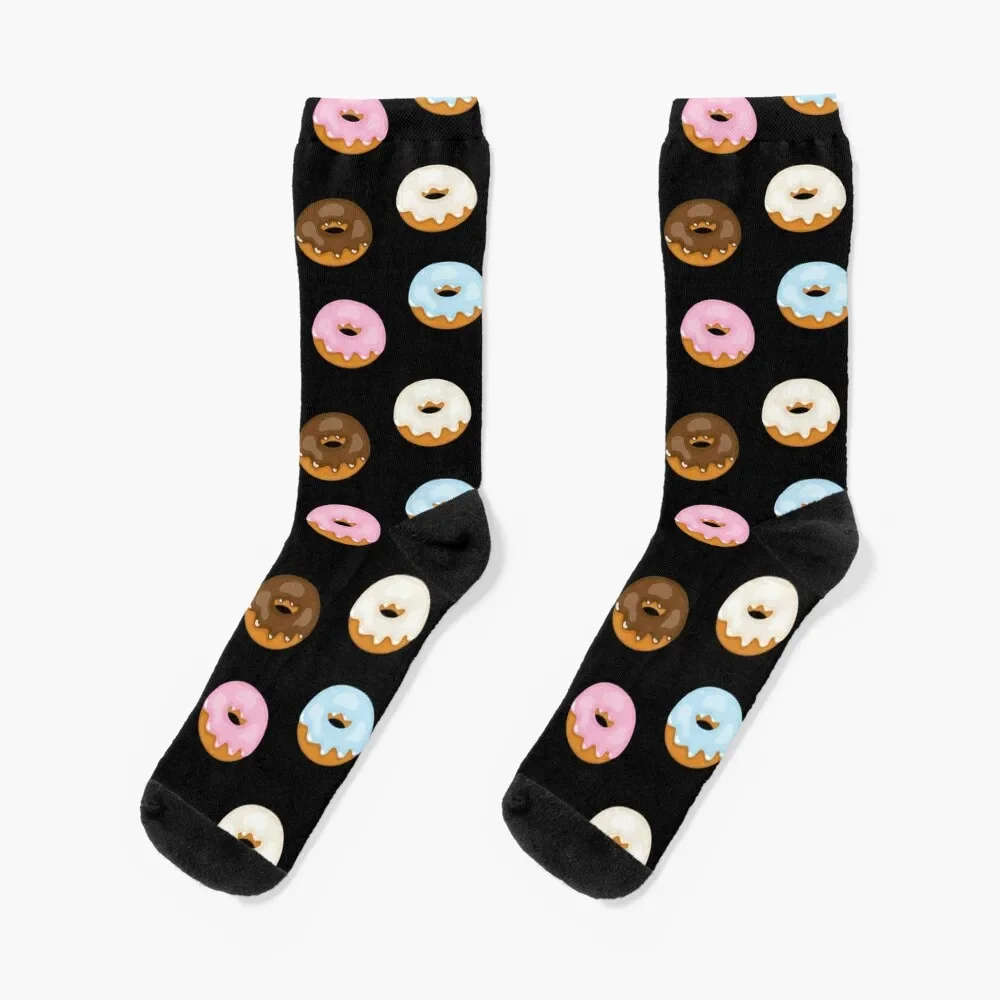 glazed donuts on black Socks sheer luxe Socks Female Men's