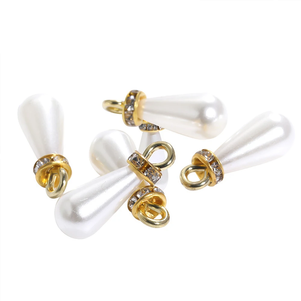 20 Stück 8x15mm Imitationsperlen-Anhänger aus ABS-Glas mit Strasssteinen für DIY-Ohrringe, Halsketten, Armbänder, Broschen, Reißverschlüsse und Schmuckherstellung – Detail 3