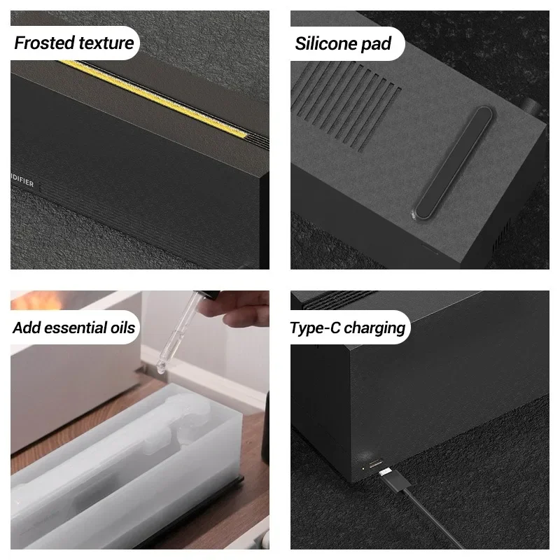 320ml Flammen aroma Diffusor bunte Typ-C USB Ultraschall Cool Mist Maker Fogger Parfüm ätherische Öle Diffusor Luftbe feuchter