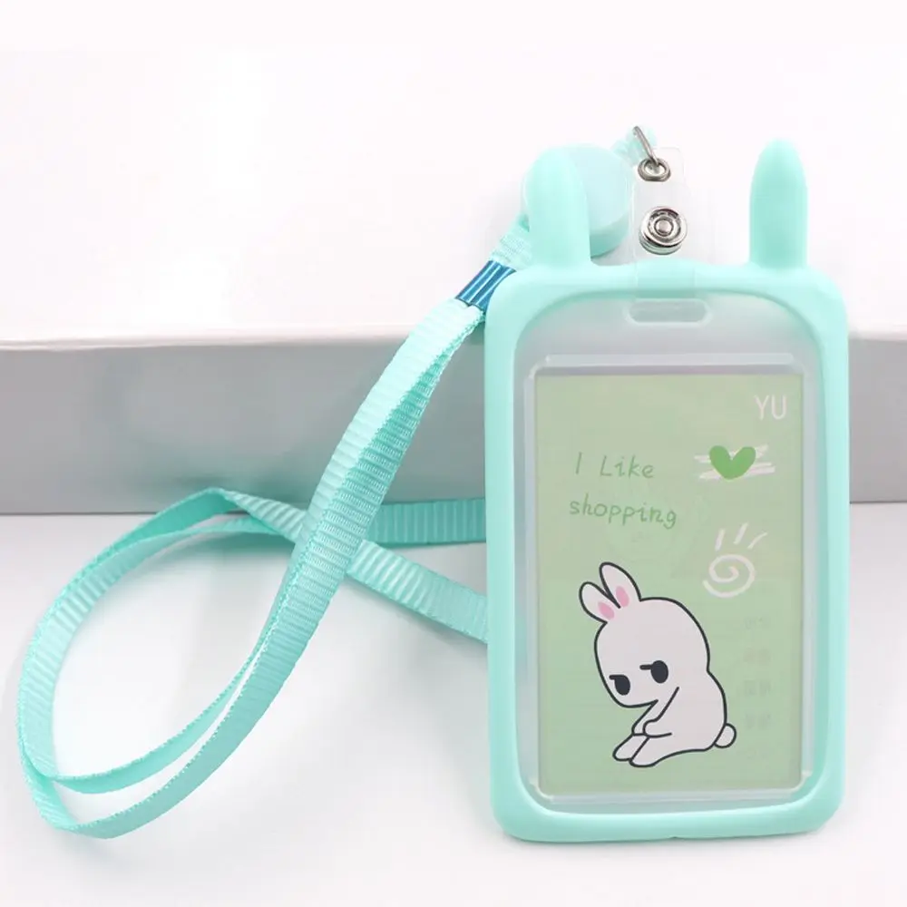 1Pc Cartoon Cat Card Holder Candy Color ID Card Sleeve Retractable Reel Lanyard Identity Credit Cover Case Bank Bus Card Case