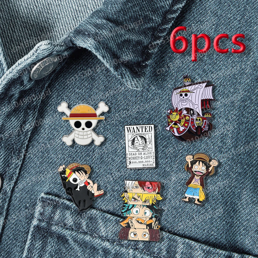 One Piece Brooch Set Anime Luffy Zoro Ace Going Cartoon Brooches Pin Backpack Accessories Paired Clothing Emblem Jewelry Gifts