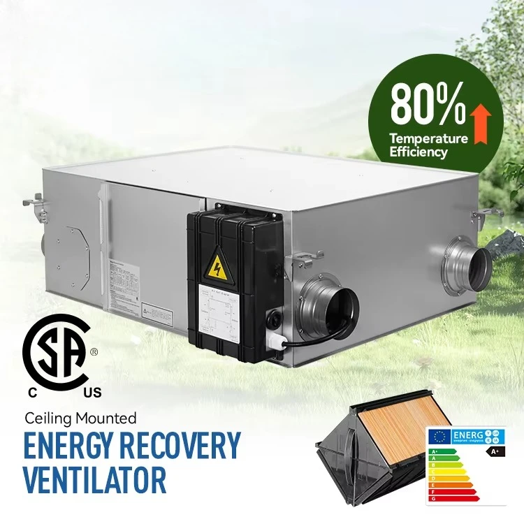 

Recuperator Heat Recovery Ventilation EC Fan Motors Energy Saving Fresh Air Filtration Home Use Gym Dining Energy Recovery