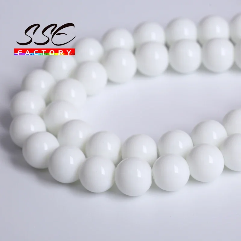 Natural White Agates Stone Beads Onyx Round Loose Spacer Beads For Jewelry Making DIY Bracelet Accessories 4 6 8 10 12mm 15\