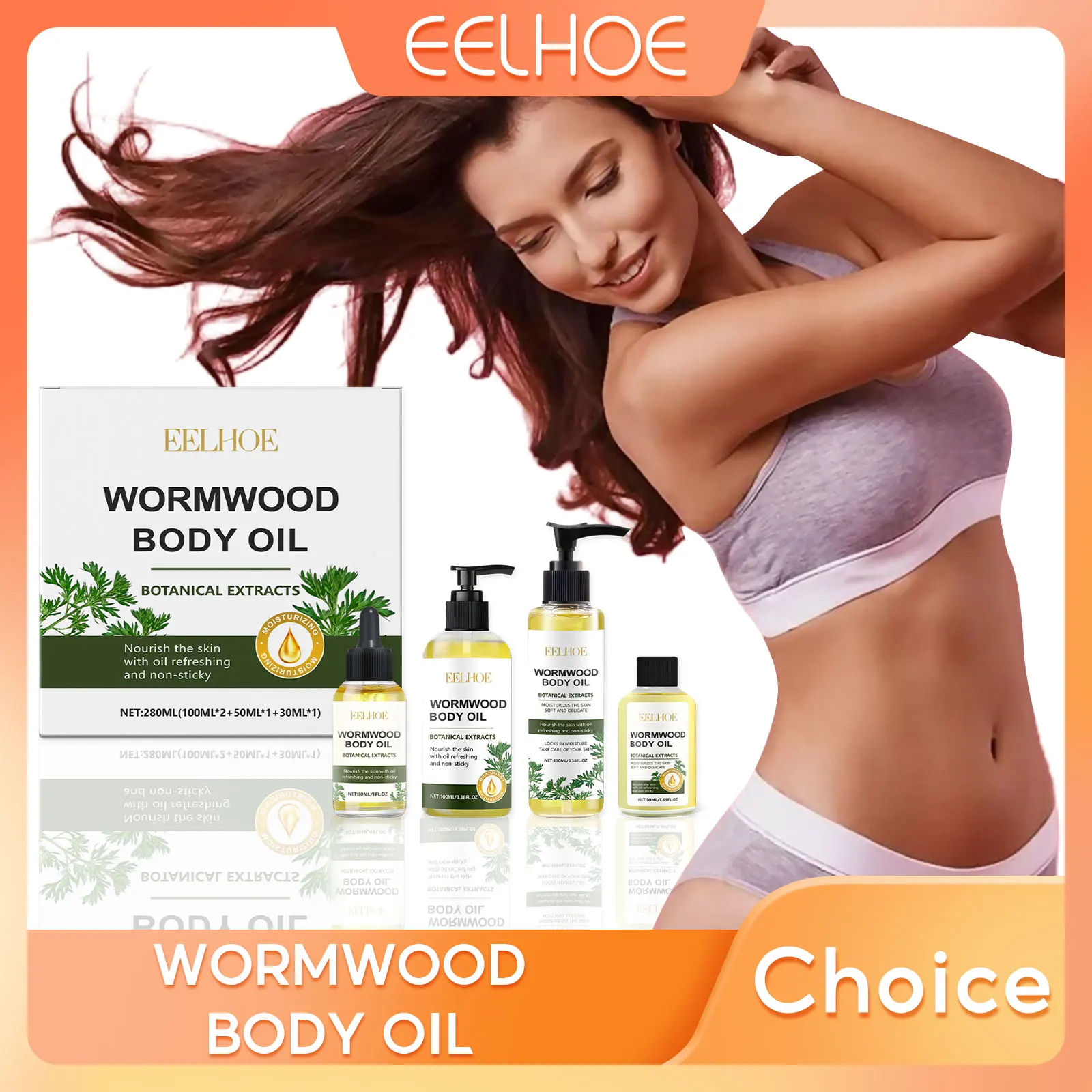 

EELHOE Wormwood Moisturizing Body Oil Sets Smooth Relaxation Treatment Butter of Shea Elastic Skin Care Set Relaxing Massage Oil