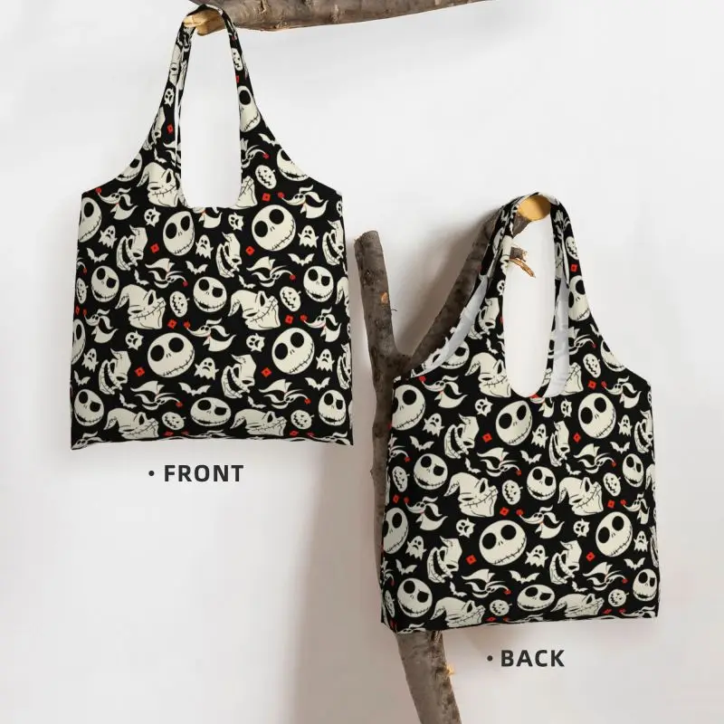 Halloween Bats Devil Print Women Shopping Bag Ladies Reusable Eco Foldable Supermarket Handbag Storage Canvas Bags